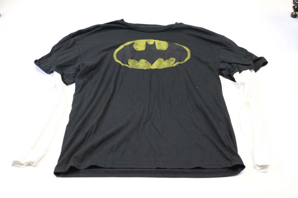 DC Comics Batman Distressed Logo Mock Layer Long Sleeve T-Shirt Size XL